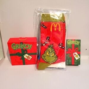 Grinch McDonald's Bundle - Socks, Max Ornament & Match Game. NIB